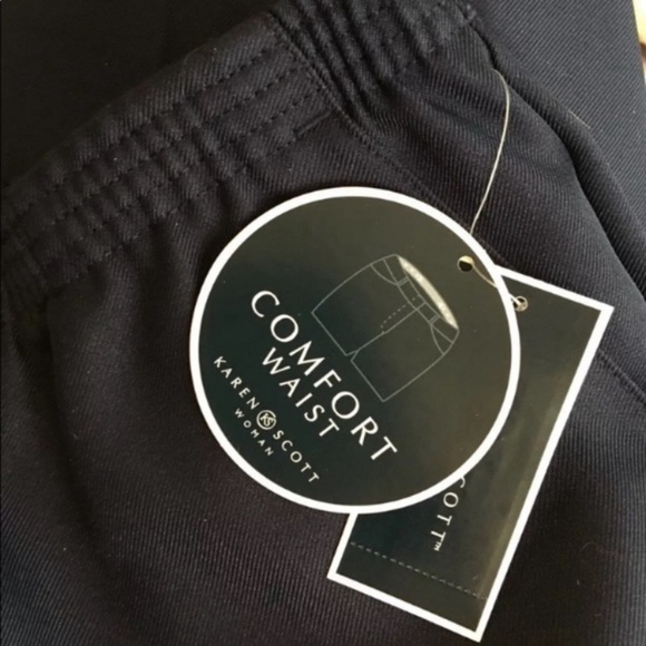 NEW Karen Scott Plus Navy Blue Pants Pull On Stretch Elastic Waist 1X - Picture 7 of 10